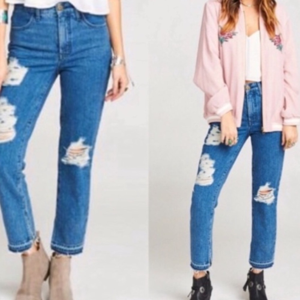 Show Me Your‎ MuMu Brooklyn Jeans High Waist Sapphire Wash Womens 30 Distressed